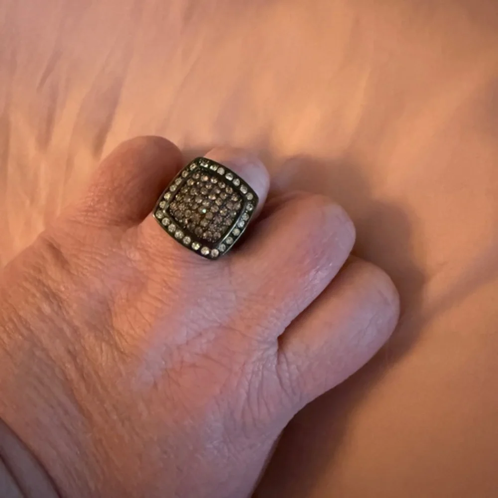 Chunky Black and Yellow Square Ring